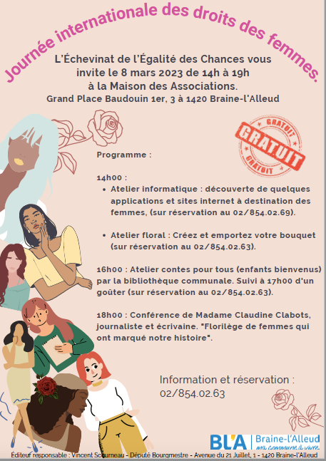 Pour la Journée internationale des femmes- la romancière Claudine Clabots présentera une conférence